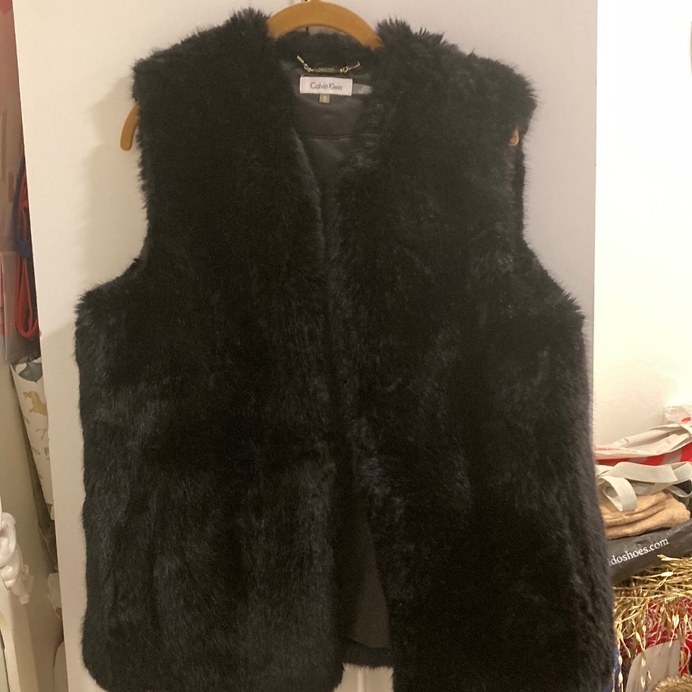 Black, fake fire, Calvin Klein vest